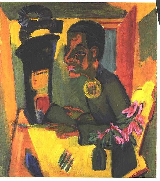 Ernst Ludwig Kirchner Selfportrait with easel china oil painting image